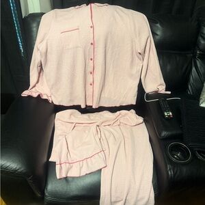 Pink Pajama Set with Red Trim